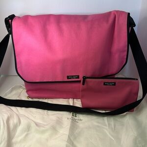 Vintage Kate Spade Canvas Messenger bag with additional pink nylon makeup bag